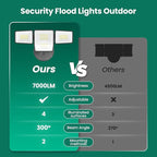 70W 7000LM LED Flood Lights Outdoor 2 Packs, Switch Controlled Security Lights with 4 Heads, Adjustable Heads, 6500K Daylight IP65 Waterproof Outside Wall Light for Backyard, Yard, Garage, Patio
