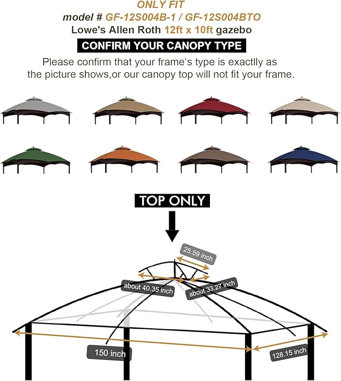 USA High Performance Replacement Canopy Top for Lowe's – Burgundy