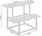 Metal Plant Stand Indoor, Outdoor Iron Plant Shelf, Heavy Duty Slatted Display Shelf for Patio Balcony Garden Living Room Load Bearing 330 LB 26" L x 20.2" H x 17.7" W 2 Tier White
