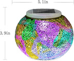 Aukora Color Changing Solar Powered Glass Ball Garden Lights, Solar Lantern Outdoor Table Lights Waterproof Led Night Light for Garden Patio Party Yard Indoor Decora Ideal Gift(Multi-Colored Glass)