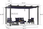 PURPLE LEAF 10' x 13' Aluminum Outdoor Pergola Wind-Resistant Retractable Pergola with Double Sun Shade Canopy Heavy-Duty Metal Pergola for Patios Backyard Deck Garden, Navy Blue
