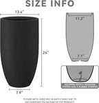 Kante 24 Inch Tall Round Concrete Planter, Large Indoor Outdoor Plant Pots with Drainage Hole and Rubber Plug, Modern Decorative Garden Pots for Home Patio Porch, Black