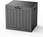35 Gallon Outdoor Deck Box, Lockable Waterproof Outdoor Storage Boxes For Garden Tools,Indoor Cushions,Accessories Outside Storage Resin Weatherproof Container(Black)