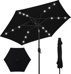 Best Choice Products 7.5ft Outdoor Solar Market Table Patio Umbrella for Deck, Pool w/Tilt, Crank, LED Lights - Black