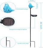 Afirst Decorative Solar Lights Outdoor Solar Bluebird Stake Lights Hand Blown Glass Decorative Garden Pathway Lights Outdoor Waterproof Glass Stakes