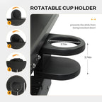 VINGLI Heavy Duty 880 LBS HDPE Porch Swing Outdoor with Rotatable Cup Holder, with Adjustable Chains, 1 Person Hanging Porch Swing Chair for Porch, Yard, Tree, Garden - Black