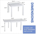 Extendable Patio Dining Table, White Aluminum, 35 to 71 Inches