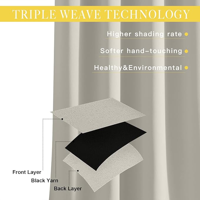 NICETOWN Blackout Drapery Curtain Panel 90 inches Long - Window Treatment Thermal Insulated Grommet Blackout Curtain/Drape for Bedroom Living Room (Natural, 1 Panel, 46 by 90 inches)