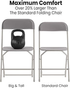 Flash Furniture Hercules Big and Tall Commercial Folding Chair - Extra Wide 650LB. Capacity - Durable Plastic - Gray, 4-Pack