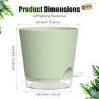 Plant Pots 6 Inch Self Watering Pots,6 Pack Plastic Planters with Drainage Holes and Clear Saucers,Plastic Flower Pots,Nursery Planting Pot for Indoor Out Door Plants (Green)