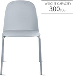 2xhome Modern Stackable Armless Dining Chair | Plastic Shell Seat with Metal Legs | Indoor or Outdoor Use | Home Kitchen Patio (4, Grey, No Padding)
