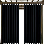 Waterproof Outdoor Curtain W105 x L84 - Grommet Top Sunlight Blocking Window Treatment Drapes Blackout Curtains for Home Bedroom Living Room Outdoor Patio Porch Pergola Cabana Gazebo (Black, 2 Panels)