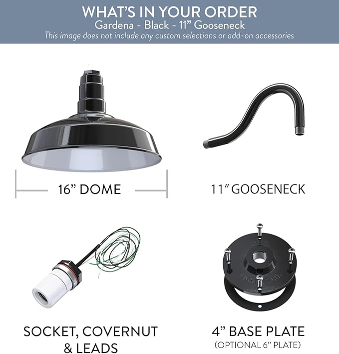 Wall Light Sconce with 16-Inch Dome, Black and White Steel Finish