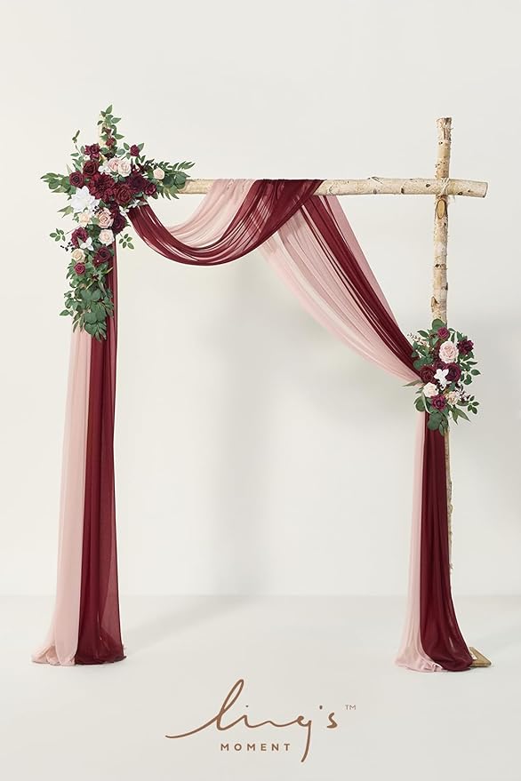 Artificial Flowers Wedding Arch Kit, Blush and Marsala, 4 Piece Set