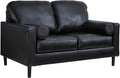 Signature Design by Ashley Bryceview Mid-Century Leather Match Tufted Loveseat with 2 Bolster Pillows, Black