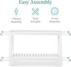 Best Choice Products 48in 2-Shelf Eucalyptus Wooden Console Table Indoor Outdoor Multifunctional Buffet Bar Storage Organizer w/Foot Sliders - White