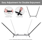SUNCREAT 2-in-1 Convertible Extra Large Hammocks with Stand, Heavy Duty 2 Person Hammock for Outside with Stand, Patented, Light Gray
