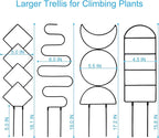 4 Packs 19 in Heighten Trellis for Climbing Plants Indoor, HENABLE Small Garden Metal Trellis for Potted Plants Outdoor for Vine Ivy Flower Plant Support, 4 Different Black Iron Patterns