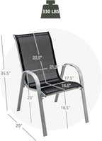 Giantex Set of 4 Patio Chairs, Stackable Outdoor Dining Chairs, 330 LBS Capacity, All Weather Resistant, Heavy Duty Rustproof Metal Armchairs, Lawn Chairs for Front Porch Yard Pool Garden