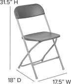Flash Furniture Hercules Series Plastic Folding Chair - Grey - 2 Pack 650LB Weight Capacity Comfortable Event Chair-Lightweight Folding Chair