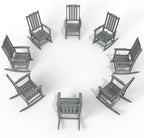 Oversized Rocking Chair Set of 8, Outdoor Rocking Chair for Adults, All Weather Resistant Porch Rocker for Lawn Garden, Grey