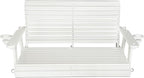 HDPE Porch Swing with 18/8 Stainless Steel Bolts, Ergonomic Design, Ultra Weather-Resistant, Heavy Duty 1200 LBS, for Outdoor Patio Garden Yard (Vanilla White)