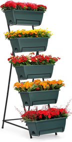YBING Vertical Raised Garden Bed 5 Tier Herb Garden Planter 48.2 Inches Tall Tiered Planter Box for Outdoor Plants Home Gardening Green
