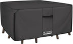 ULTCOVER 600D Tough Canvas Heavy Duty Square Patio Table and Chair Cover - Waterproof Outdoor General Purpose Furniture Covers 62 inch, Black