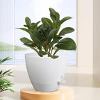 12 inch Large Self Watering Pots, Flower Plant Pots with Multi Mesh Drainage Holes for Indoor Outdoor Garden Plants and Flowers, Plastic Planters with Removable Reservoir, White