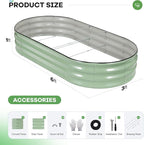 Galvanized Raised Garden Bed Outdoor, 6x3x1ft Oval Metal Raised Beds for Gardening, Rust-Resistant Garden Planter Box for Planting Vegetables, Flowers, Fruits in Backyard, Lawn(Avocado Green)