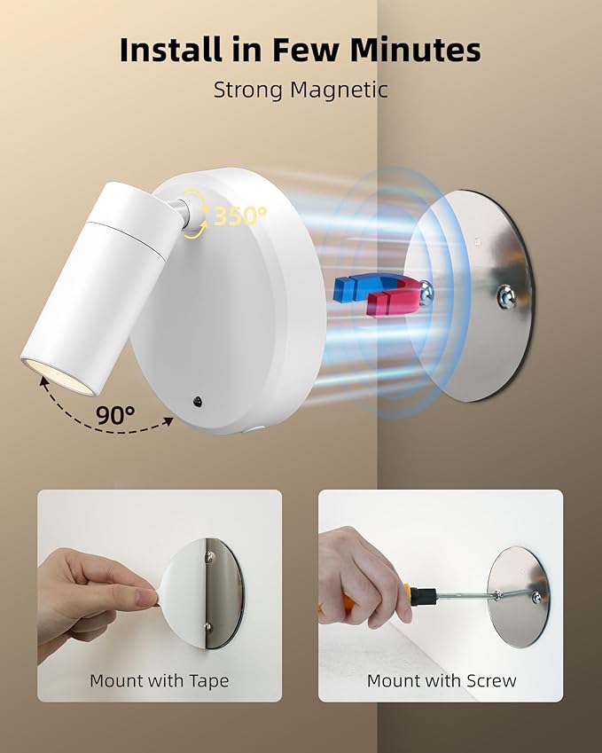 Rechargeable Indoor Spotlight, 5500mAh, Dimmable with 3000K-6500K Color Temps