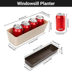 GREANER Planter Windowsill Box, 1 Pack 12x3.8 Inch Herb Rectangle Planter with Tray, Modern Indoor Succulent Cactus Plastic Plant Pot for Windowsill, Garden Balcony, Home Office Outdoor Decoration
