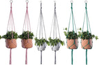 ELANE 6PCS Macrame Plant Hanger Indoor Hanging Planter Basket Decorative Tassels Flower Pot Holder for Indoor Outdoor Home Decor(Pink,Grey,Green)