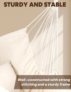 Chihee Hammock Chair Hanging Swing Max 500 Lbs 2 Cushions Included Metal Spreader Bar with Anti-Slip Grooves Portable Hanging Chair Side Pocket Large Macrame Bohemian Chair Indoor Outdoor