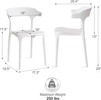 Modern Stackable Dining Chair Set, No Assembly, Plastic Chair, Patio Chair, Suitable for Indoor and Outdoor Cafes and Restaurants, Set of 4 (Cloud White)