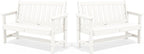 SERWALL Outdoor Bench, HDPE Outdoor Benches Weatherproof, 2-Person Garden Bench with 660 lbs Weight Capacity, Patio Benches for Outdoors, Garden, Porch, Backyard and Park, White, 2 Pack