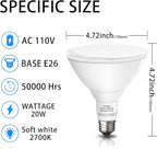 Par38 led Flood Lights Outdoor Light Bulb,Dimmable 1800LM,20W Replace up to 200W,Outdoor Flood Light Bulbs for Backyard,Garage,Porch,Garden,2 Pack 2700K Warm Light