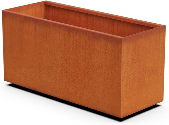 Plantercraft Large Rectangular Planters for Outdoor Plants - 40x16x20 Inch Corten Steel Planter - Extra Large Outdoor Planter Box for Modern Patio, Deck, and Garden Design