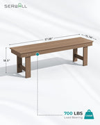 SERWALL Outdoor Dining Set for 6, HDPE Furniture with Umbrella Hole & Bench & Chairs, All Weather, Brown