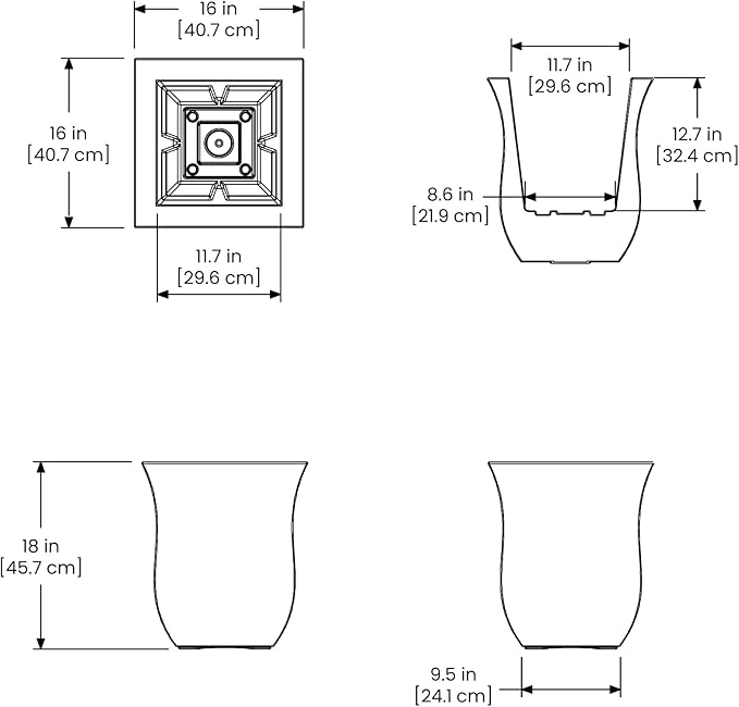 Mayne 5873-B Polyethylene Planter, Black 16x16