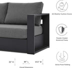 Modway Tahoe Aluminum Outdoor Patio Sofa in Gray Charcoal