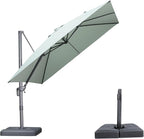 PURPLE LEAF 10 FT Outdoor Umbrella with Base Patio Cantilever Aluminum Umbrella with 3 Years Fade Resistance Recycled Fabric Offset Square with 360-degree Rotation for Deck Pool Garden, Mint Green