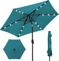 Best Choice Products 7.5ft Outdoor Solar Market Table Patio Umbrella for Deck, Pool w/Tilt, Crank, LED Lights - Cerulean