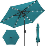 Best Choice Products 7.5ft Outdoor Solar Market Table Patio Umbrella for Deck, Pool w/Tilt, Crank, LED Lights - Cerulean