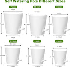 Self Watering Pots, 7/6.5/6/5.5/5/4 inch Flower Pots with Multi Mesh Drainage Holes, Small Platic Planters for Indoor Outdoor Garden Plants and Flowers (White, 7"+6.5"+6"+5.5"+5"+4")