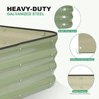 1MORE Raised Garden Bed -8X2X1 Galvanized Planter Box for Outdoor Gardening,5 in 1 Modular Raised Bed Kit with Protective Tape, Gloves for Herb,Ideal for Vegetables and Plants.Green-2pack