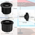 Patio Umbrella Parasol Base Stand Hole Ring Plug Cover Cap Insert with Adjust Knobs Suit for Dia 2 Inch Umbrella Pole Adapter