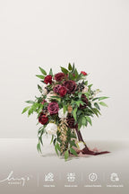 Artificial Cascading Bridal Bouquet in Marsala and Blush, 13 in