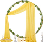 Outdoor Curtains Yellow Sheer Chiffon Arch Drapes 2 Panels 29 x 20 ft