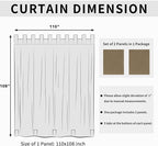 Easy-Going Outdoor Patio Curtains Detachable Tab Top Windproof Weatherproof Curtain for Cabana, Porch, Pergola and Gazebo, Tab Bottom Drape, 2 Panels, 110W x 108L inch, Khaki